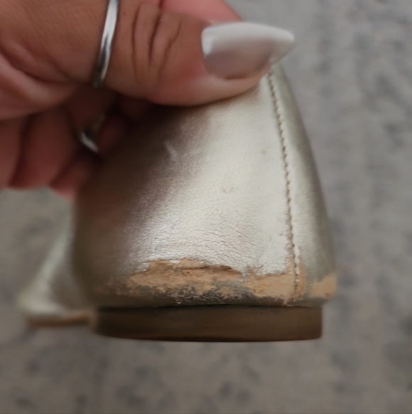 Tory Burch Womens Metallic Light Gold Leather Reva Ballet Flat 7.5 - Picture 15 of 16